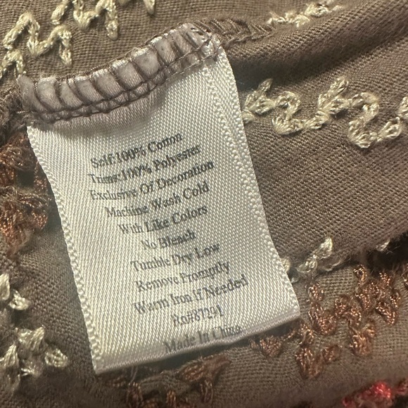 Johnny Was Bohemian Brown Embroidered Open Front Draped Cardigan - Picture 9 of 10